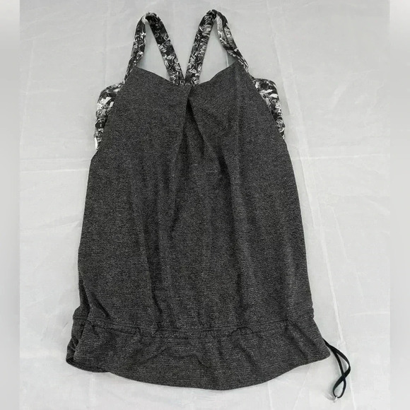 Lululemon Rest Less Tank Top Size 6 Black Gym Built in Bra Activewear Gray - Picture 1 of 9